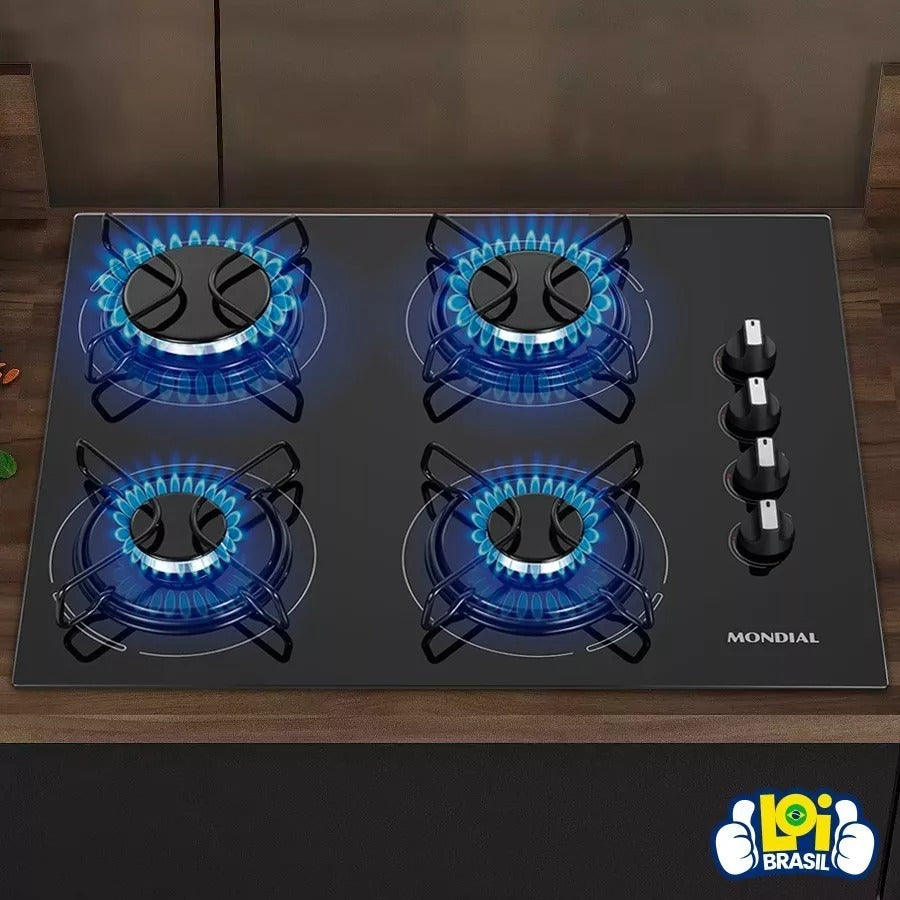 Fogão Cooktop a Gás Mondial CTG-01 Preto e Inoxidável 127V/220V Fogão Cooktop a Gás Mondial CTG-01 Preto e Inoxidável 127V/220V